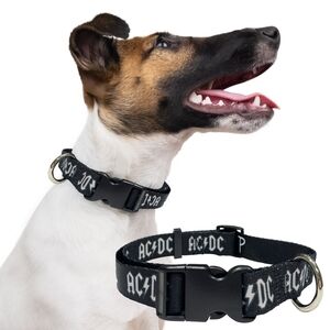 Perri's AC DC Logo Dog Collar Black Size Large (56-70 lbs)